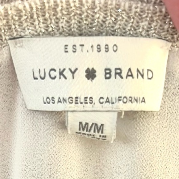Lucky Brand,Metallic Knit Sheer Lightweight Delicate Blouse Women's,Size Medium - Picture 4 of 10